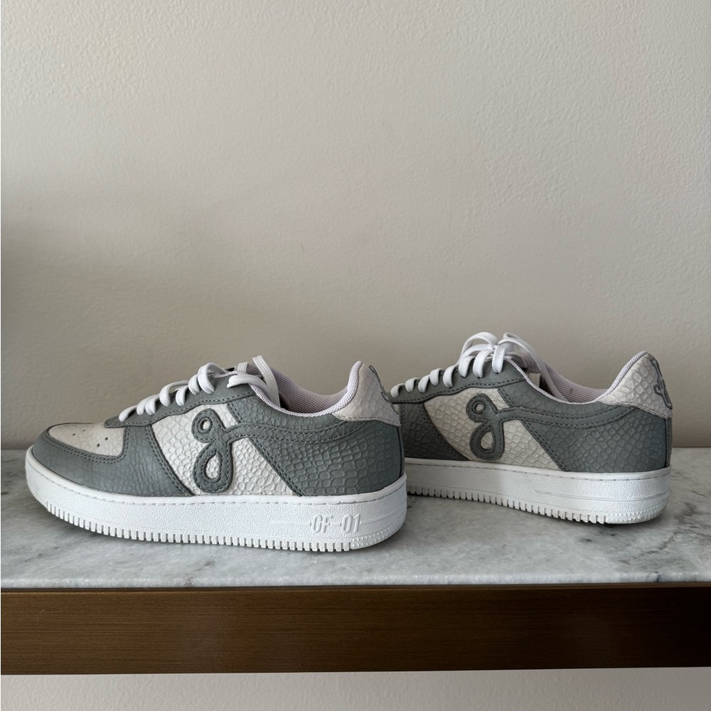 John Geiger GF-O1 Custom Gray and White Sneakers